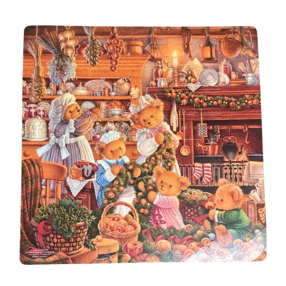 Vintage 1998 Carol Lawson Advent Calendar Teddy Bear Christmas Kitchen Scene Mol